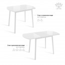 ВИНЕР Mini стол раздвижной со стеклом Белый/Белый