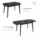 БЕЙЗ Л стол раздвижной со стеклом Черный/Черный