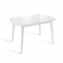 БЕЙЗ Л стол раздвижной со стеклом Белый/Белый