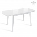 БЕЙЗ Л стол раздвижной со стеклом Белый/Белый