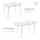 БЕЙЗ Л стол раздвижной со стеклом Белый/Белый