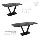 ЛОТУС стол раздвижной со стеклом Черный/Черный