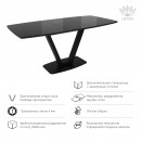 ЛОТУС стол раздвижной со стеклом Черный/Черный