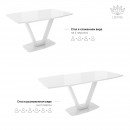 ЛОТУС стол раздвижной со стеклом Optiwhite Белый/Белый