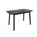 ЛИОН стол раздвижной со стеклом Черный/Черный