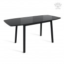 ЛИОН стол раздвижной со стеклом Черный/Черный