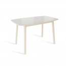 ЛИОН стол раздвижной со стеклом Латте/Кремовый