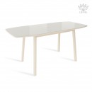 ЛИОН стол раздвижной со стеклом Латте/Кремовый