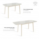 ЛИОН стол раздвижной со стеклом Латте/Кремовый