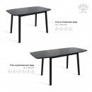 ЛИОН стол раздвижной с матовым стеклом Черный/Черный