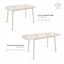 ВИНЕР G стол раздвижной со стеклом Кремовый/Кремовый