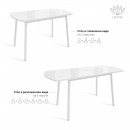 ВИНЕР G стол раздвижной со стеклом Белый/Белый
